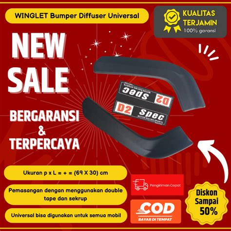 jual winglet bumper mobil universal wing lips depan sedia lips bumper