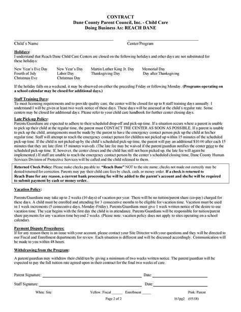 Childcare Agreement Template