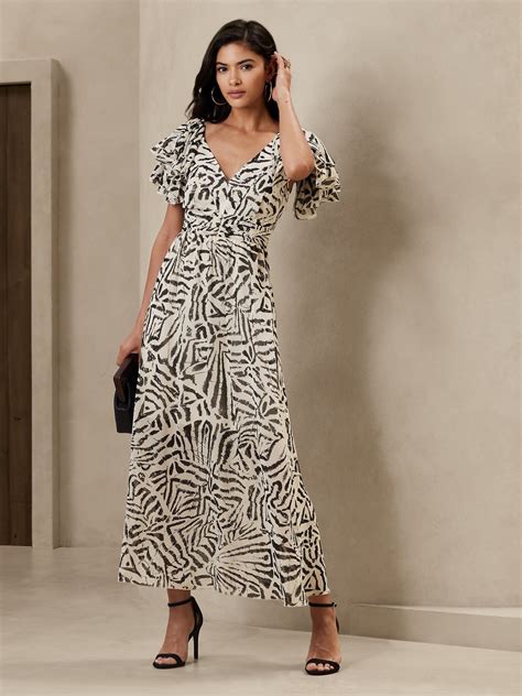 Ruffle Sleeve Maxi Dress Banana Republic Factory