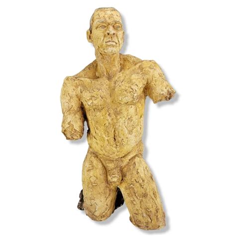 Vintage Nude Male Sculpture Torso Brutalist Nude Bust Modern Abstract Signed Eur
