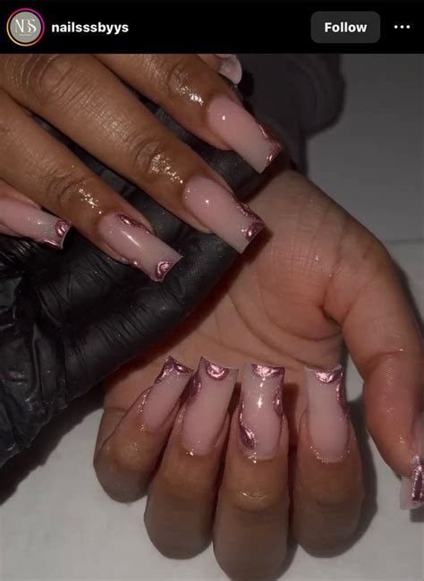 Nails Manicure Acrylic Nail Inspo Pink Chrome Nude Nail Tech