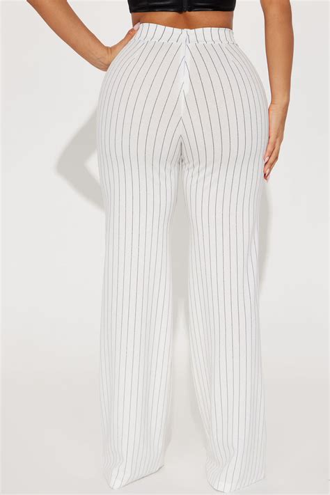 Petite Victoria High Waisted Dress Pant Pinstripe Ivorycombo