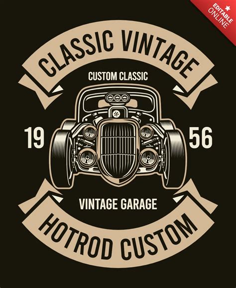 Classic Retro Car Hot Rod T Shirt Design Template Modelo De Dise O Gratuita