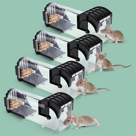 4 Pack Humane Mouse Traps Indoors, Live Mice Traps, Upgraded Sensitive