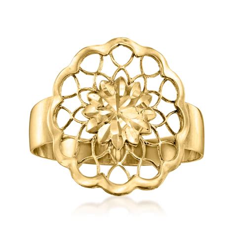 Italian 18kt Yellow Gold Floral Openwork Ring Ross Simons