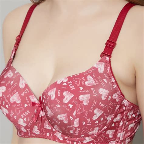 Prettycat Beautiful Love Print Lightly Padded T Shirt Bra Panty Set Red Buy Prettycat