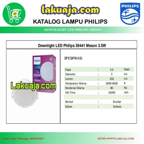 Lampu Downlight LED Philips Meson 3 5W 65K Pack Lakuaja