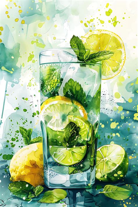 Premium Photo Nimbu Pani Drink Poster With Lemon And Mint Leaves