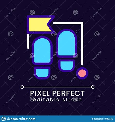 Steps Pixel Perfect RGB Color Icon For Dark Theme Stock Vector