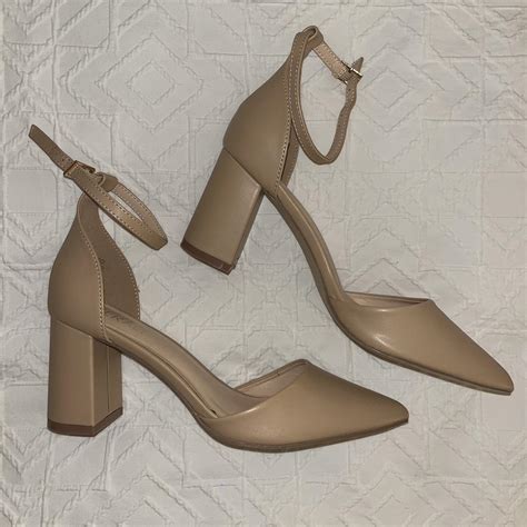 VERALI Nude Heel Closed Toe Block Heels Padded Depop