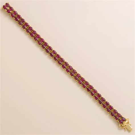 Salto Gold Double Tennis Bracelet Set With Ruby Juvetti