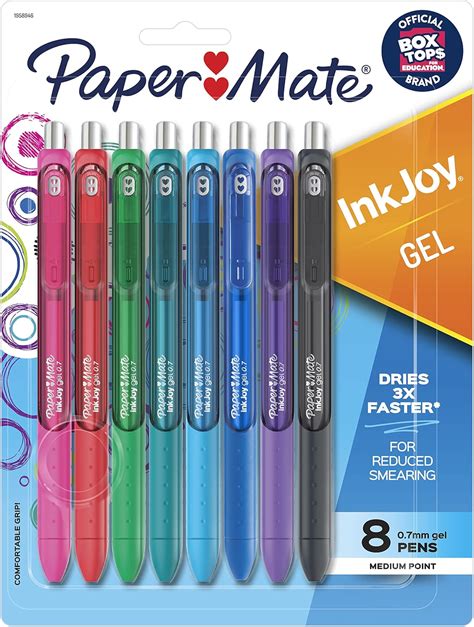 Paper Mate Inkjoy stylos à encre gel Pointe moyenne 8 Pack Couleurs