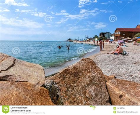 Berdyansk Ukraine June Beach Resort Seasonon The Coast Of