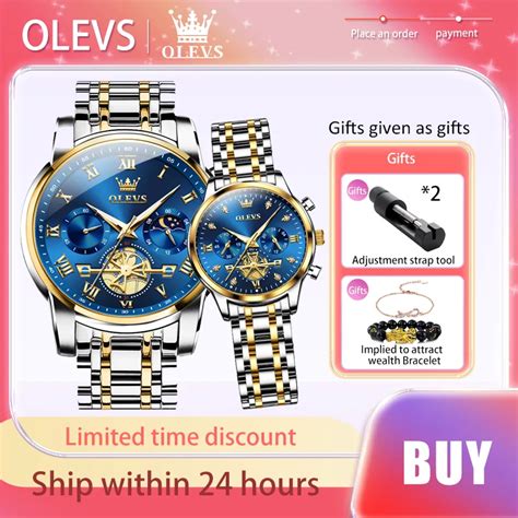 OLEVS Montre Quartz Multifonctionnelle Tanche Pour Hommes Et Femmes