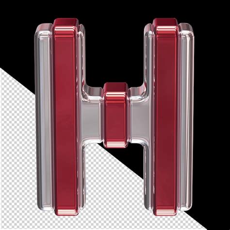 Premium Psd Silver Symbol With Red Straps Letter H
