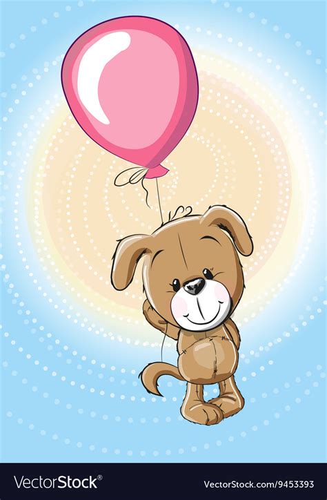 Puppy With Balloon Royalty Free Vector Image Vectorstock