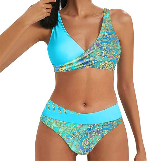 SKFLABOOF Bikinis für Damen Push Up High Waist Bikini Sexy Bauchweg Sportbikini Große Brüste