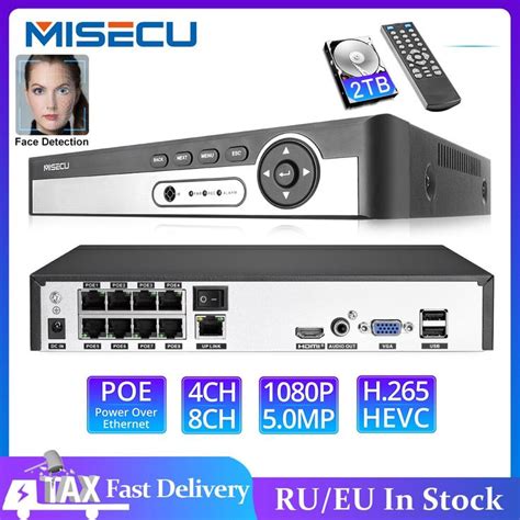 MISECU H 265 Max 5MP 4CH 8CH 48V POE NVR Up To 8CH 16CH Audio Out