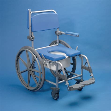 18 Tilt Aluminum Rolling Shower Commode Chair With 24 Wheels