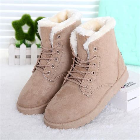 Women Boots Snow Warm Boots Botas Lace Up Mujer Fur Ankle Boots Ladies