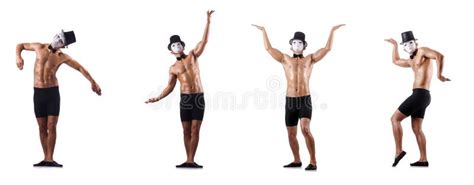 The Naked Muscular Mime Isolated On White Stock Image Image Of Naked Artist 89097523