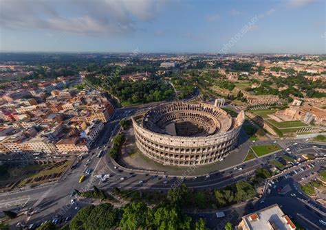 Aerial view of Roman Colosseum, Rome, Italy - Stock Image - F038/8246 ...