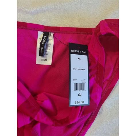 BCBG Paris Swim Nwt Bcbg Paris Pink Red Striped Bikini Swim Bathing Suit Bottom Size Xl New