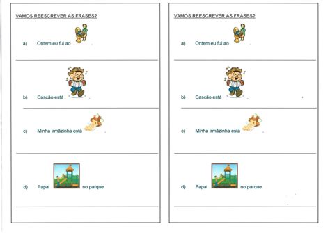 Reescrita De Frases E Parágrafos Do Texto - Reescrita de frases-Figuras e palavras · Alfabetização Blog