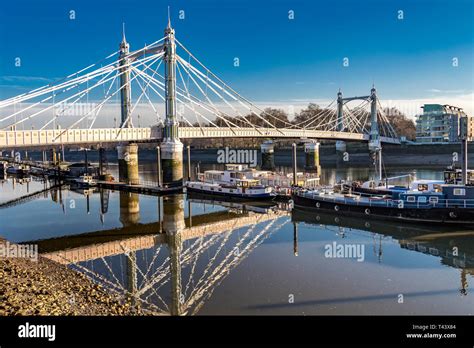 Albert Bridge Built In 1873 Connects Chelsea In Central London On The
