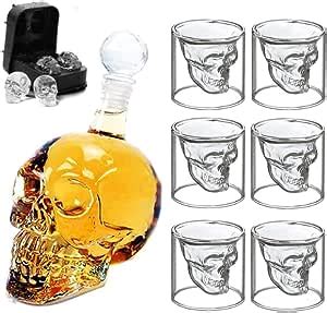 Novelty Skull Decanter With Heavy Stopper Plus X Ml Skull Shaped