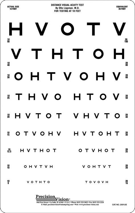 HOTV Eye Chart 10 Ft Precision Vision | Eye Chart Printable
