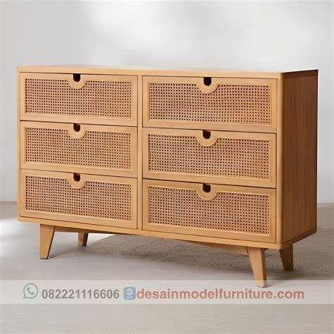 Lemari Cabinet Penyimpanan Model Laci Minimalis Bahan Kayu Jati