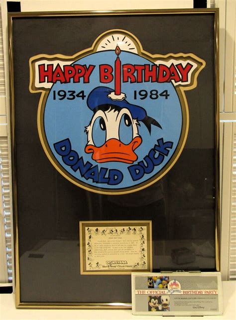 Happy Birthday 1934 1984 Donald Duck Plaque With Birthday Party Pass Etsy