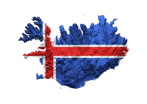 Islandia Mapa Islandia Bandera Sombreado Alivio Color Altura Mapa 3d