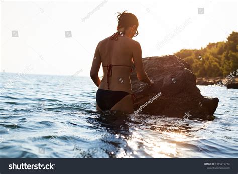Brunette Sexy Woman Bikini Relaxing Sunset Stock Photo 1385219774 Shutterstock