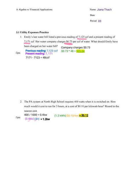 3.1 practice - Adv. Algebra w/ Financial Apps - A Algebra w/ Financial