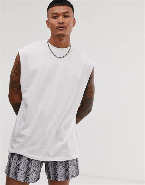 Asos Design Oversized Super Longline Sleeveless T Shirt In White