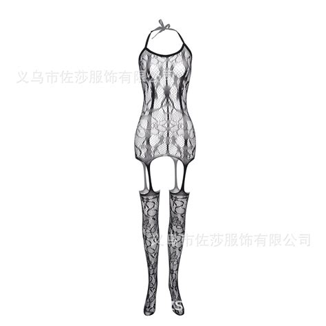 Generic Sexy Lingerie Uniform Elegant Jacquard Jumpsuit Open Crotch Body Stocking Stockings New