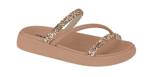 Sandália Papete Feminina Moleca Nude Ouro Rosado Tany Shoes