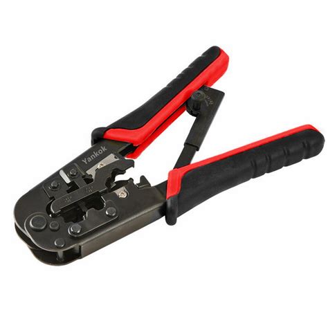 Yankok Rj45 Rj12 Rj11 Modular Crimper Red And Black Handle Strip Cut An