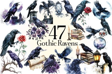 Gothic Ravens Sublimation Clipart Graphic By Sumim Creative Fabrica