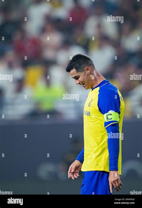 Cristiano Ronaldo Of Al Nassr Fc Gestures Against Al Raed Fc During Their Saff Roshn Saudi Pro