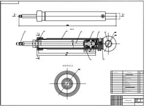 Чертеж конструктивной разработки гидроцилиндра с силовым цилиндром