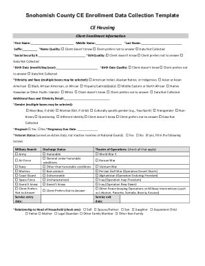 Fillable Online Snohomish County Ce Enrollment Data Collection Template