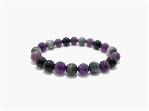 Браслет из кошачьего глаза, аметиста и чёрного агата купить в интернет ...