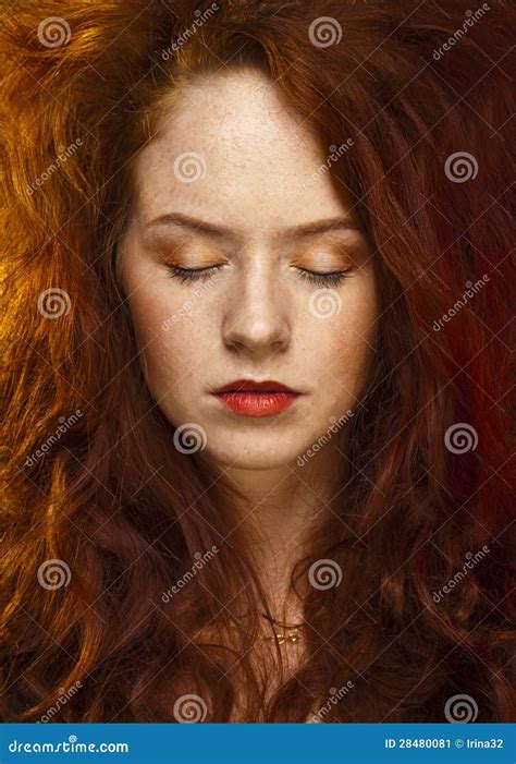 Red Haired Girl Stock Image Image Of Fiery Cosmetics 28480081