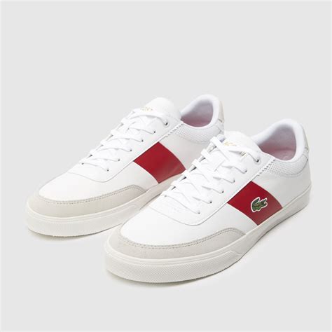 Mens White Red Lacoste Court Master Pro Trainers Schuh