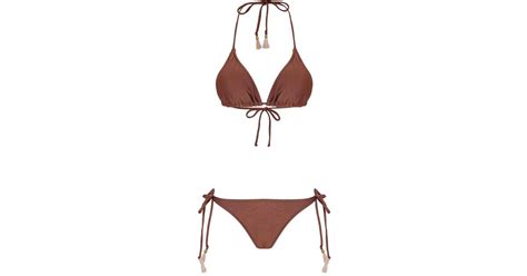 Lygia Nanny Maya Triangle Tassel Bikini In White Lyst Uk