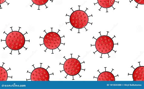 Seamless Pattern Of Red Viruses Of The Coronavirus Bacteria Virus