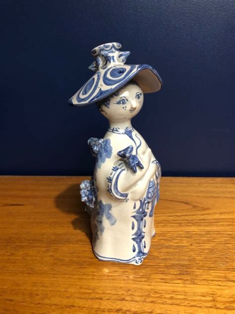 Bjorn Wiinblad Studio Pottery Rosenthal Woman Hat Figurine Cat 1971